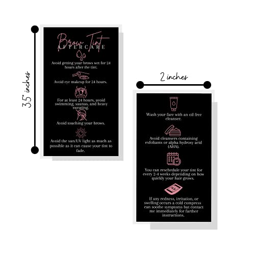 Brow Tint Aftercare Cards 50 Pack | 2x3.5" Business Cards