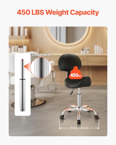 VEVOR Saddle Stool with Back Support, 450 lbs Capacity