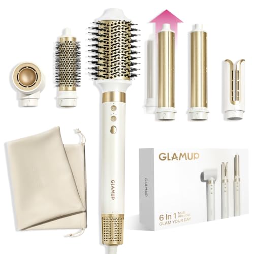 GLAMUP 6-in-1 Air Curler with 110K RPM Motor & Negative Ions