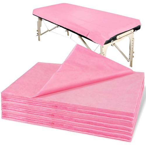 MAQIHAN 18PCS Disposable Massage Table Sheets 31x70" Pink Waterproof