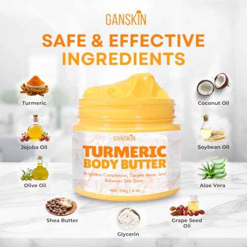 Turmeric Face Cream ? All Natural Skin Brightening Lotion ? Turmeric Whipped Body Butter for Dark Spots, Hyperpigmentation ? Skincare Cleanses, Fights Acne, Evens Tone, Scars, Sun Damage