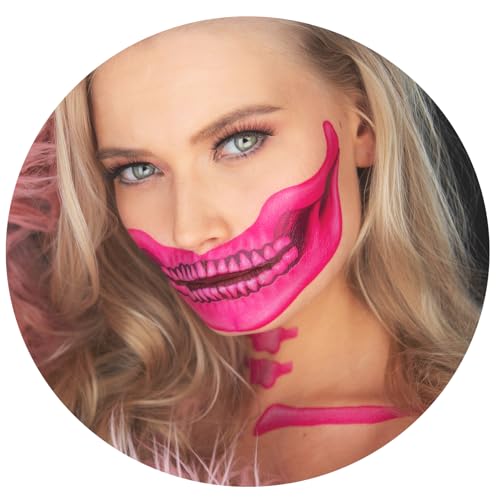 Pink Skull Face Temporary Tattoo - 2 Pack Halloween Costume