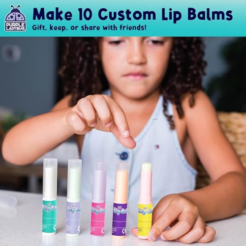 PURPLE LADYBUG DIY Lip Balm Making Kit - Easter Gifts for Kids Idea for 8-12 Tweens & Teens, Birthday Gifts for 9 10 Year Old Girls - Fun 10 Year Old Girl Gifts, Make Your Own Lip Balm with 3 Flavors