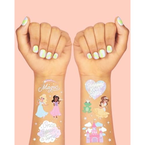 xo, Fetti Princess Party Temporary Tattoos - 46 Styles | Unircorn Birthday Decorations, Fairy Tale Party Supplies, Magic Theme Favor, Cute Accessory