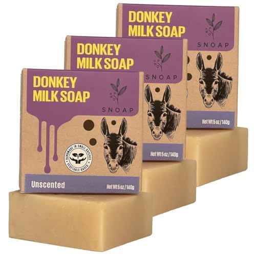 Unscented Donkey Milk Soap Bar ? Fragrance-Free, Handmade Natural Soap for Sensitive Skin, 5oz (Pack of 3)