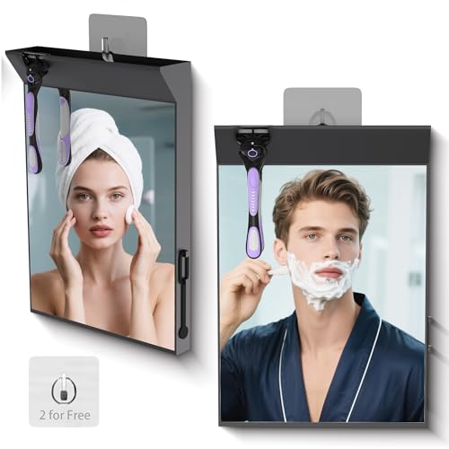 Anti Fog Shower Mirror 10x6.7 Large Black Wall Mount