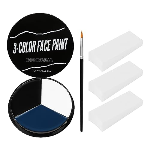 White Black Blue Face Paint Kit with Sponge & Brush