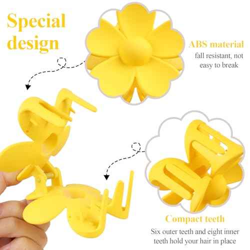 vivinin Flower Claw Clip 10 PCS Claw Clips, Hair Clips for Women Non Slip for Thick Hair Women Girls Gifts, 10 Colors