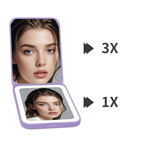 Kintion Rechargeable Pocket Makeup Mirror with 3 Color Lighting