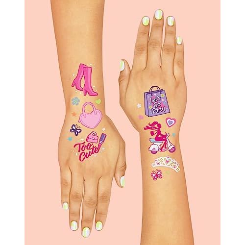 xo, Fetti Pink Party Temporary Tattoos - 42 styles | Pink Birthday Party Supplies, Party Favor, Cute Decorations, Easter Basket