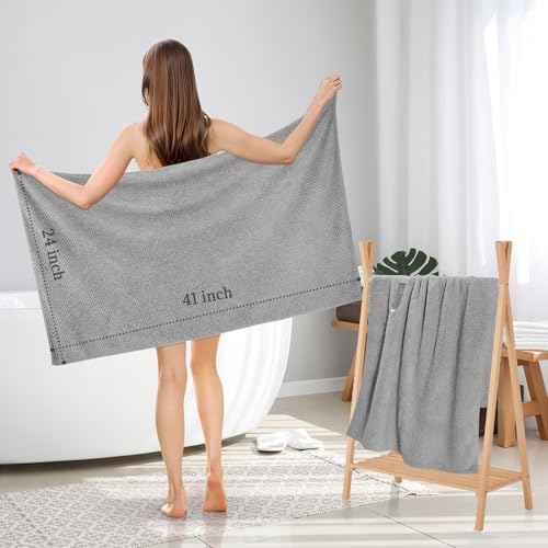 BEoffer 2 Pack Microfiber Hair Towel - 41 x 24 inches Super Soft, Absorbent, Fast Drying Without Frizz Hair Towel Wrap for Women Long, Thick, Curly Hair - Hair Turbans with Elastic Strap