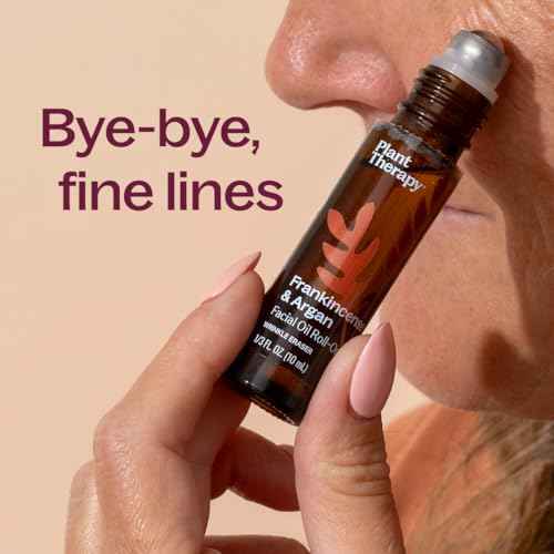 Plant Therapy Frankincense & Argan Facial Serum Roll-On 10 mL (1/3 oz) with Frankincense Essential Oil & Argan Oil to Smoothes Wrinkles & Improves Skin Elasticity, Face, Skin, & Nails