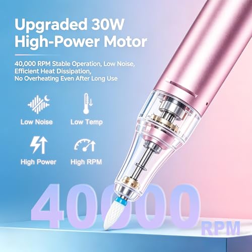 Holwim 30W Electric Nail Drill 0-40000 RPM Cordless