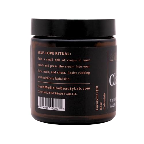 Clarity Awakening Face Cream - Natural Daily Facial Moisturizer with Coenzyme Q10 and Vitamin B3 to Reduce Fine Lines - Hydrating Coconut Oil and Aloe Vera - Skincare for Women and Men (4 oz)