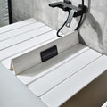 Adjustable Foldable Dust-Proof Bathtub Cover White,Waterproof Shutter Bathtub Tray & Laptop Desk 2 in 1 Fits Most Tubs,Modern Bath Tub Racks for Home (0.7Mx1.7M£¨2.3FTx5.58FT£©, 0.24in Thick)