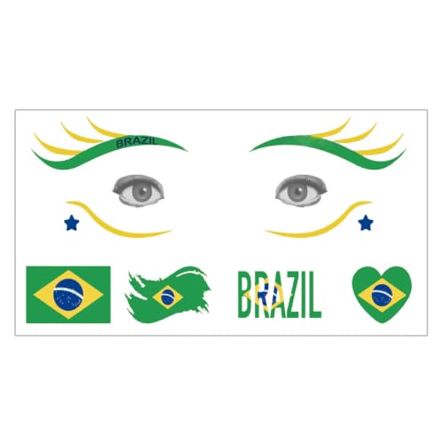 Brazil Flag Temporary Tattoos - Waterproof Face Stickers