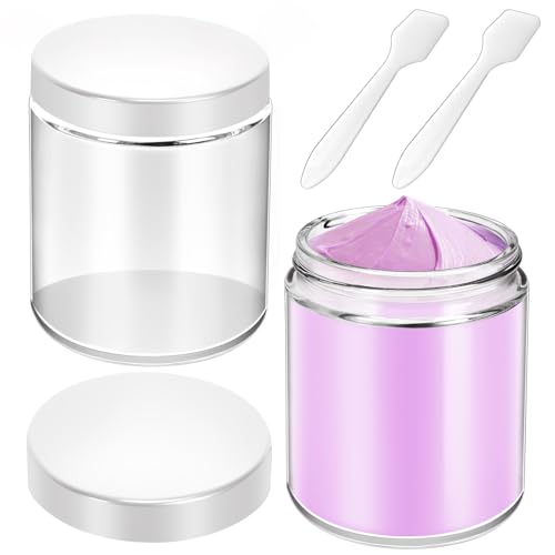 2 Pack 8oz Glass Jars with Lids & Spatulas