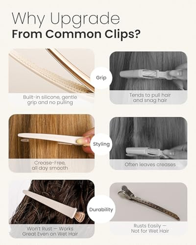 AIMIKE 4.8" No-Crease Duckbill Hair Clips - 6-Pack for Thick Hair