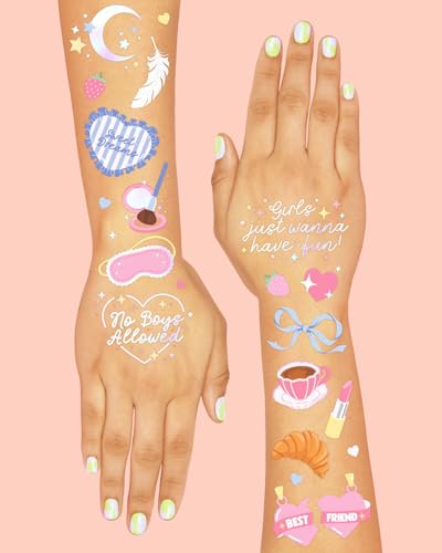 xo, Fetti Sleepover Temporary Tattoos - 72 Iridescent Foil