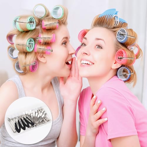 44Pc Metal Duck Bill Hair Clips Set – Silver & Black