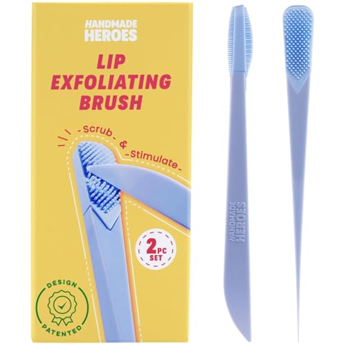 Handmade Heroes Lip Brush, Reusable Lip Exfoliator - Gentle Exfoliant, Use with Sugar Lip Polish and Lip Exfoliator Scrubber for Chapped and Dry Lips Christmas Gifts 2pc