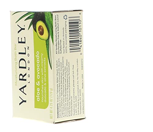 Yardley London Aloe and Avocado Naturally Moisturizing Bath Bar 4.0 oz (Pack of 12)