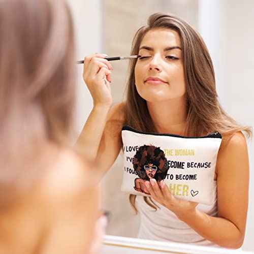 12 Pcs African Girl Makeup Bag Black Girl Christmas African Gifts Afro Melanin Art Cosmetic Canvas Bags Funny Cute Reusable Toiletry Pouch Organizer Black Owned Business Gift for Women(Stylish Style)