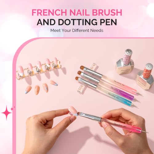 MelodySusie Dual-Ended French Tip Nail Brush & Dotting Pen Set