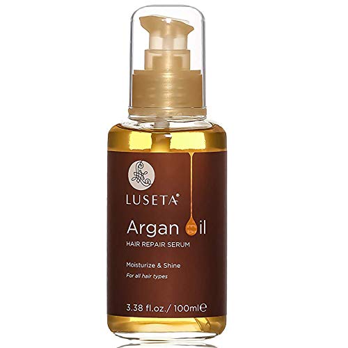 LUSETA Pure Argan Oil Hair Serum for Frizz Control - 3.38 Fl Oz