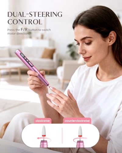 Cordless Electric Nail Drill Kit - 13-in-1 Manicure Tool with LED Display