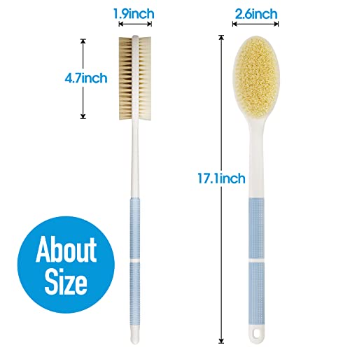 Dual-Sided Back Scrubber Shower Brush with Long Handle & Anti-Slip Grip