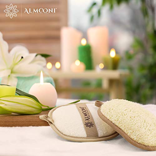 Premium Exfoliating Loofah Pad Body Scrubber, Back Loofah Scrubber, Loofah Pad, and Facial Loofah Bundle, Made with Natural Egyptian Shower Loofah Sponge That Gets Your Body Clean