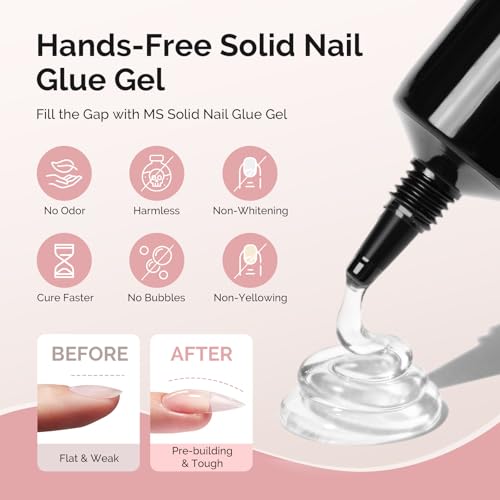MelodySusie Medium Almond Apex Gel Nail Tips Kit - 300 Pcs, 15 Sizes