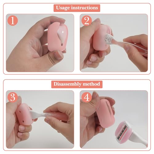 Pink Razor Silicone Cover 2 Pack Travel Shaver Holder Compatible with Venus Razors