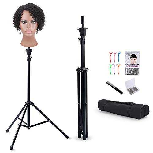 Klvied Adjustable Wig Stand Tripod 34-51 Inches with Accessories