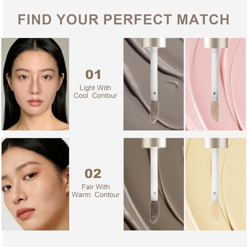 Brenqe Liquid Contour & Highlighter Stick 02 Fair With Warm Undertones – Under Eye Brightening & Face Sculpting Makeup