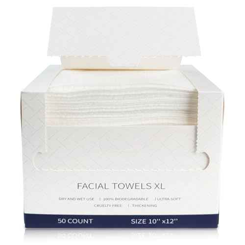 Face Towels Disposable, 12¡± x 10¡± Biobased Facial Towelettes, Large Soft & Thick Dry Wipes for Gentle Skincare, Face Washing & Makeup Removal, Lint-Free Clean Facial Towels, 50 Count