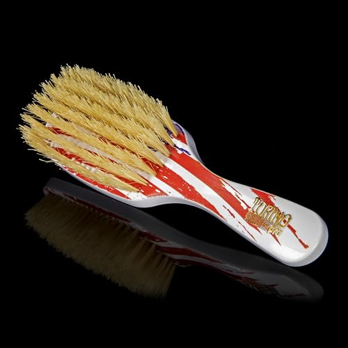 Torino Pro Wave Brush #263-7 Row Medium bristles Shower Brush -100% Extra Long Pure Boar Bristles - Great Workhorse for Laying Down Your 360 Waves