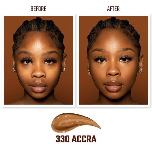 Juvia's Place I Am Magic Velvety Matte Liquid Foundation 330 - Accra - Dark w/Cool Olive Undertone, Makeup Foundation Full Coverage, Lightweight, Long Wear, Velvety Matte Finish