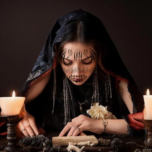 Halloween Face Tattoos - Devil & Skeleton Mouth Designs