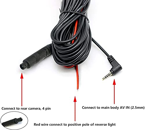 WOLFBOX 33Feet Rear Camera Extension Cord Cable (4 pin,2.5mm) for G840S /G910/ G930 / G840H(Type-c) / G850 / G900 / T10 Plus, Most Small Cars can Simply use The Original Rear Camera Cable