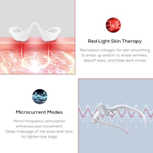 Under Eye Red Light Therapy Glasses - LED Eye Massager for Dark Circles, Puffiness, Wrinkles & Eye Strain Relief | Under Eye Red Light Therapy Device