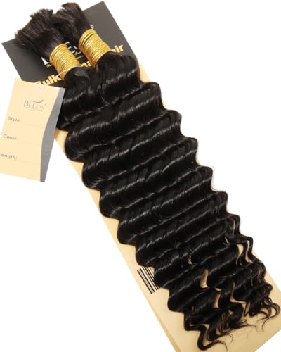 BEEOS Human Braiding Hair 20" Deep Wave 100g 2 Bundles
