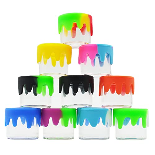 6ml Silicone Glass Wax Containers Airtight with Silicone Lid Concentrate Jar Multi Use (100)