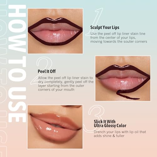 Wugbc 3-in-1 Peel Off Lip Liner Stain Set - Long Lasting Matte Tint
