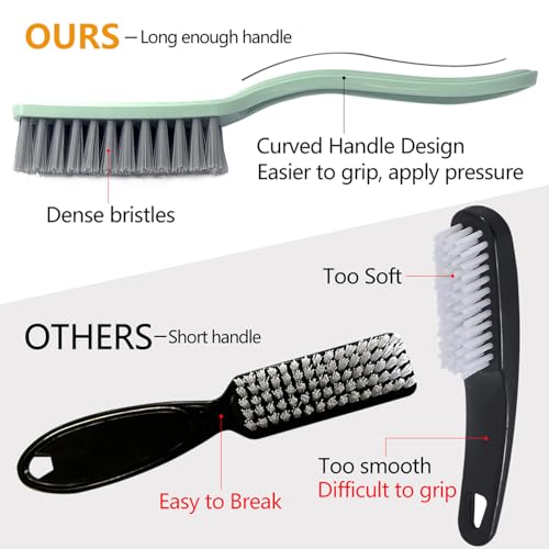 Curved Handle Nail Brush Set - 4 PCS Ergonomic Cleaning Scrubbers
