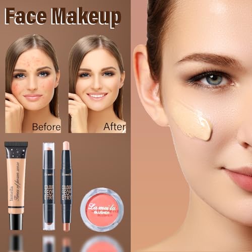21 Pc Complete Makeup Set with 40 Color Eyeshadow Palette & Brushes