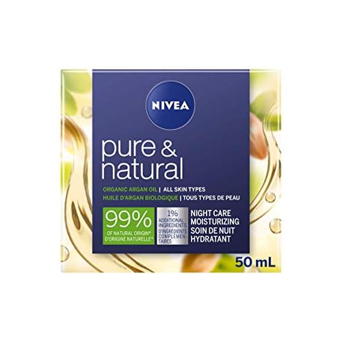NIVEA Naturally Good Regenerating Night Cream ? 50 ml Jar, Organic Argan Oil + Jojoba & Almond Oils, 99% Natural-Origin Ingredients, Suitable for Sensitive Skin, Deep Night Hydration & Renewal