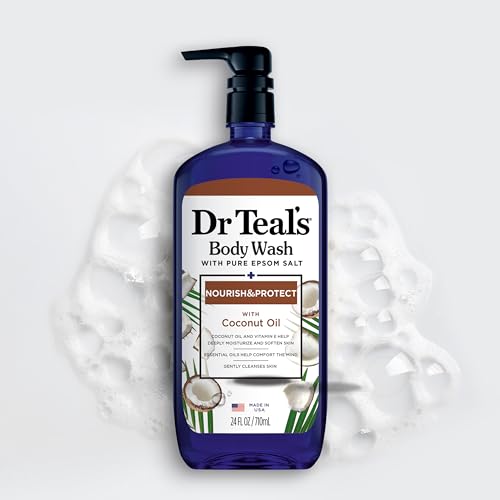 Dr Teal's Body Wash with Pure Epsom Salt, with Coconut Oil, 24 fl oz (Pack of 4) (Packaging May Vary)