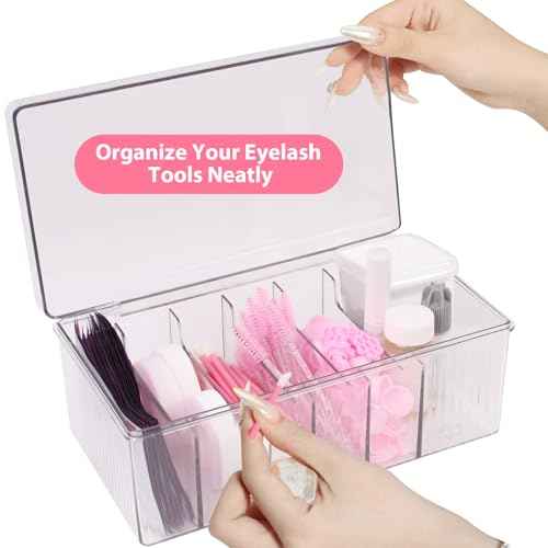 Lash Cart Organizer For Lash Techs,Acrylic Lashes Extension Organizers and Storage for Do Your Own Lashes and Brows at Home,Clear Container for False Eyelash Supplies, Separated Lashs Organizers Boxes